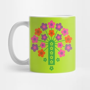 COW PARSLEY Retro Seventies 1970s Floral Botanical Pattern in Groovy Green Lime Fuchsia Pink Purple Orange Brown Mug